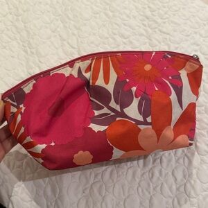 Clinique Floral Pink and Orange Women's toiletries makeup bag